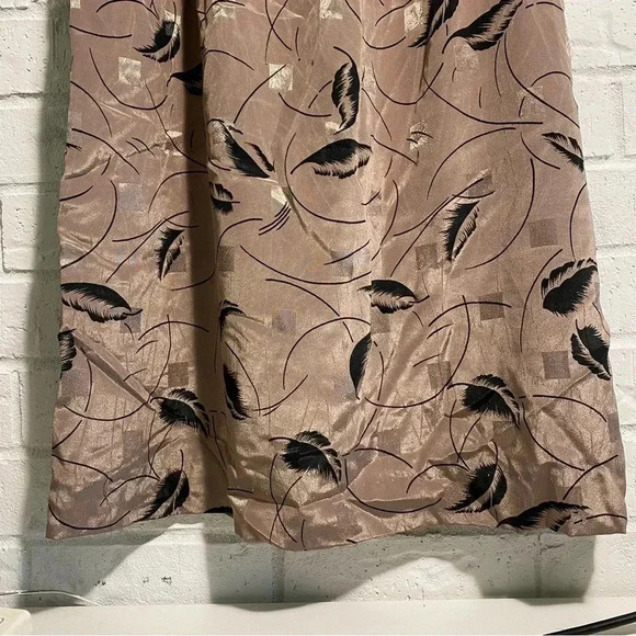 Vintage MIDI Dress with Feather Pattern Size 16 Tie Waist Brown Black Shimmer - Picture 14 of 14